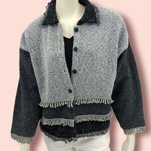 Design Options Women’s L Cotton & Wool Gray Cardigan Long Sweater RN# 74453